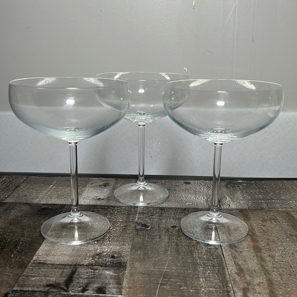 Vintage Clear Crystal Margarita Stemware Glasses Set of Three - Picture 1 of 6